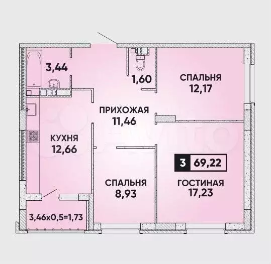 3-к. квартира, 70 м, 16/24 эт. - Фото 0