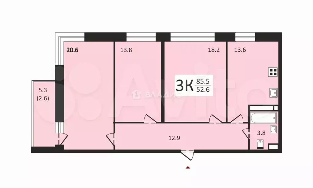 3-к. квартира, 85,5 м, 17/17 эт. - Фото 0