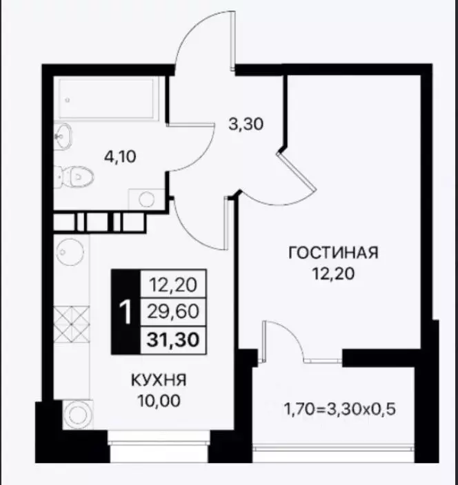 1-к кв. Ростовская область, Ростов-на-Дону ул. Берберовская, 9с2 (31.0 ... - Фото 0