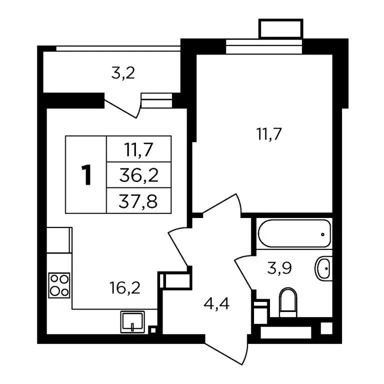 1-комнатная квартира: Калужская область, Боровский муниципальный ... - Фото 1