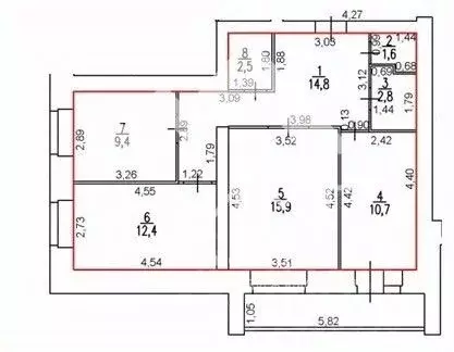 3-к кв. Вологодская область, Вологда ул. Гагарина, 72 (69.4 м) - Фото 2