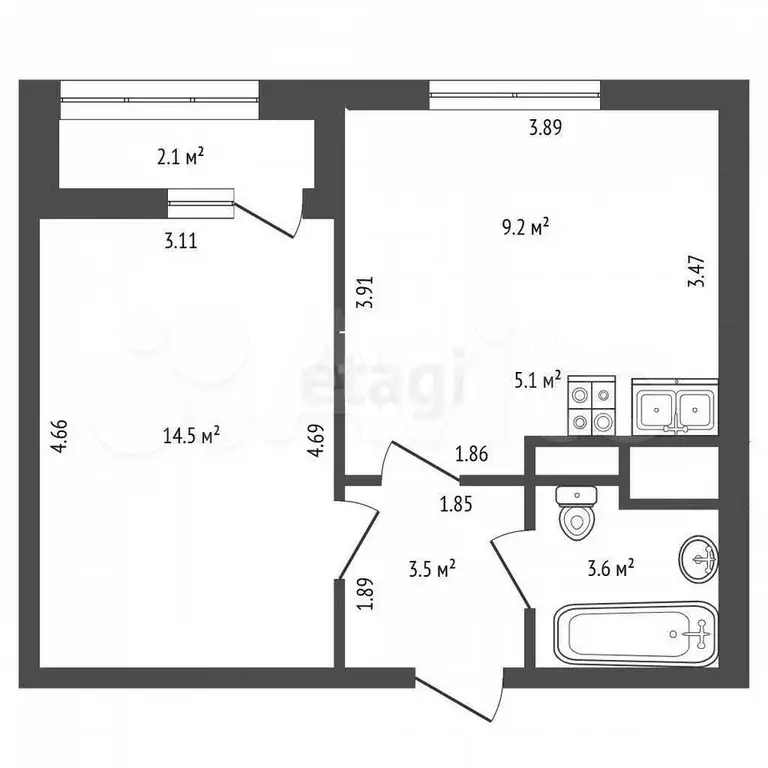 1-к. квартира, 35,9 м, 13/15 эт. - Фото 1