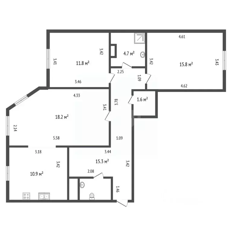 3-к кв. Санкт-Петербург Серебристый бул., 19к2 (80.7 м) - Фото 2