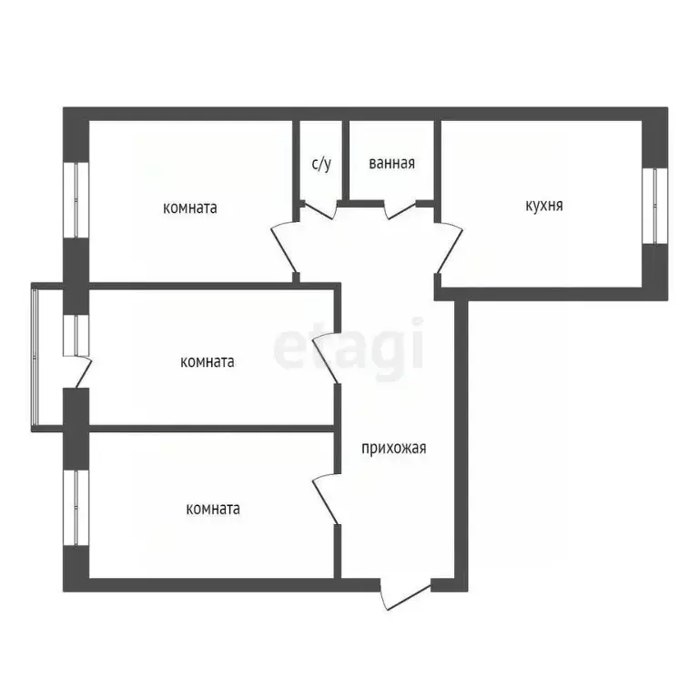 3-к кв. Красноярский край, Красноярск просп. Машиностроителей, 9 (64.7 ... - Фото 2