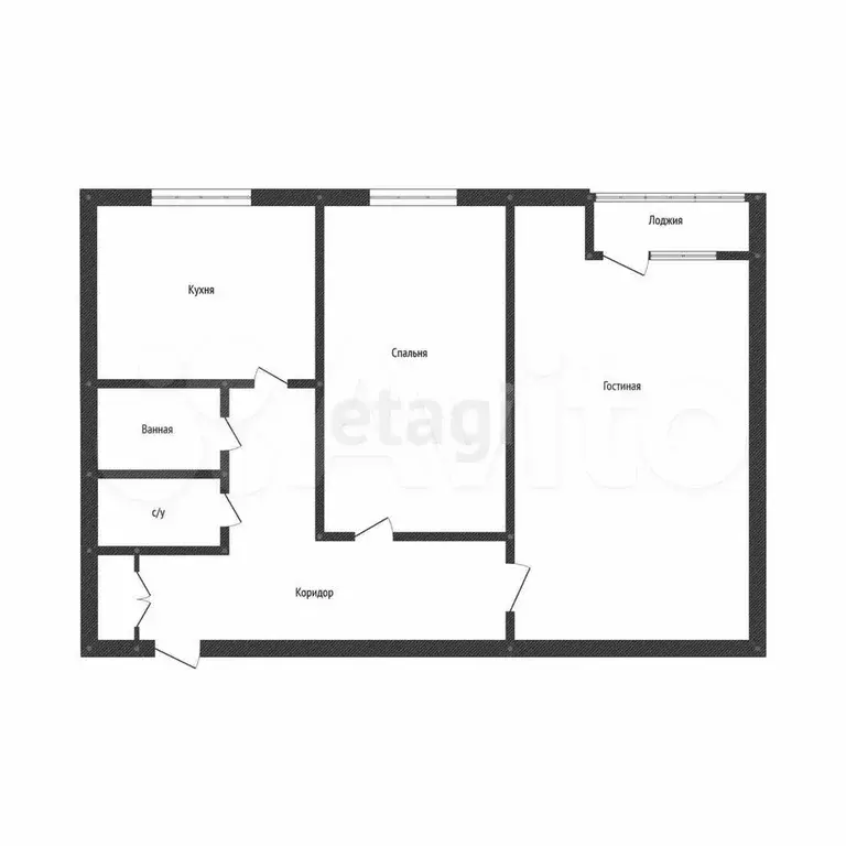 2-к. квартира, 45,6 м, 6/9 эт. - Фото 0