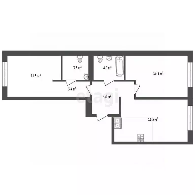 2-к кв. Тюменская область, Тюмень ул. Ветеранов Труда, 36к1 (57.4 м) - Фото 2
