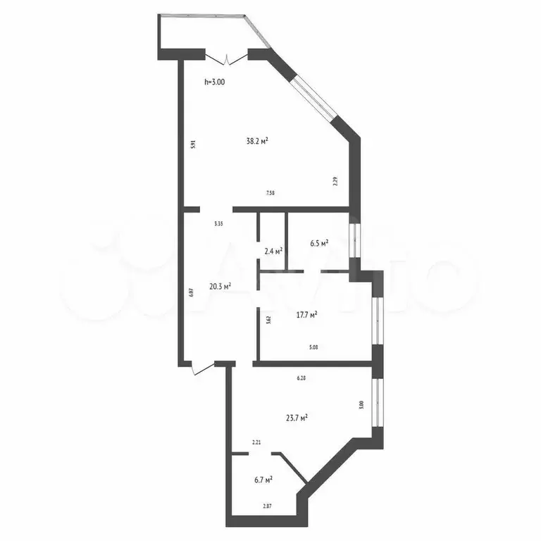 3-к. квартира, 117 м, 6/20 эт. - Фото 0