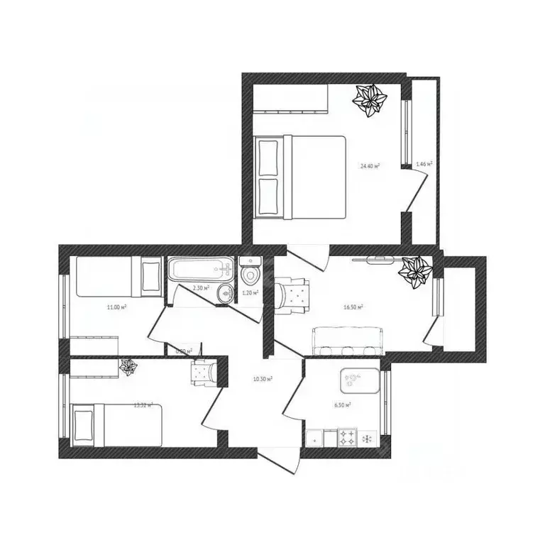 4-к кв. Брянская область, Фокино ул. Зверева, 33 (86.5 м) - Фото 2