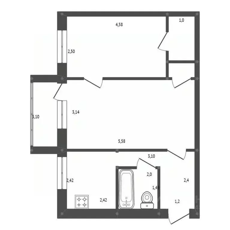 2-к кв. Амурская область, Белогорск Томский пер., 16 (44.9 м) - Фото 1