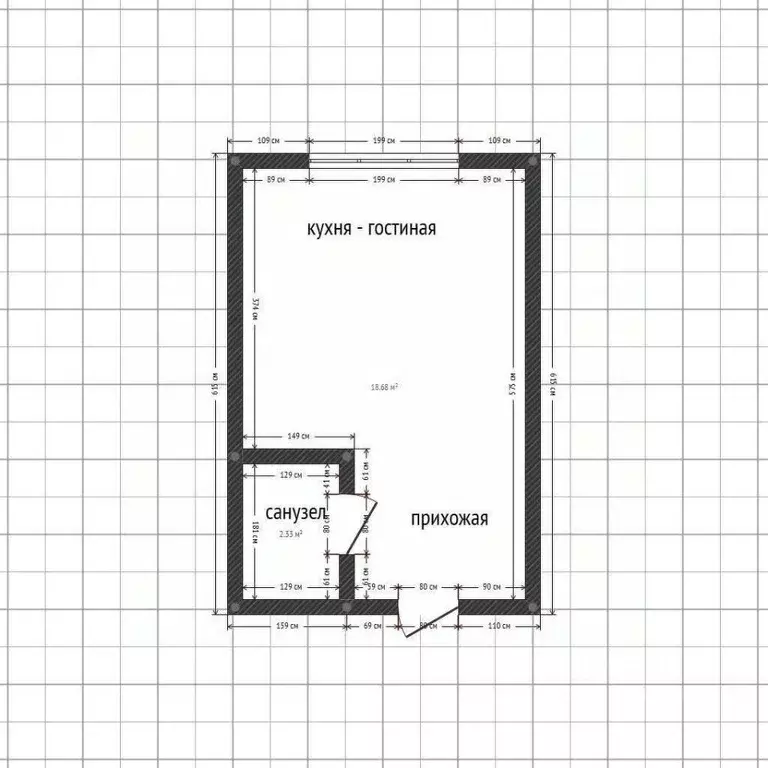 Студия Приморский край, Владивосток Стрелковая ул., 18к2 (24.4 м) - Фото 1