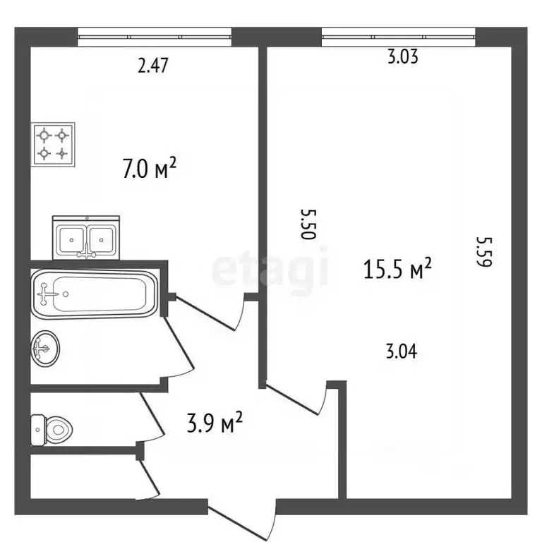 1-к кв. Санкт-Петербург ул. Латышских Стрелков, 11К2 (30.2 м) - Фото 2