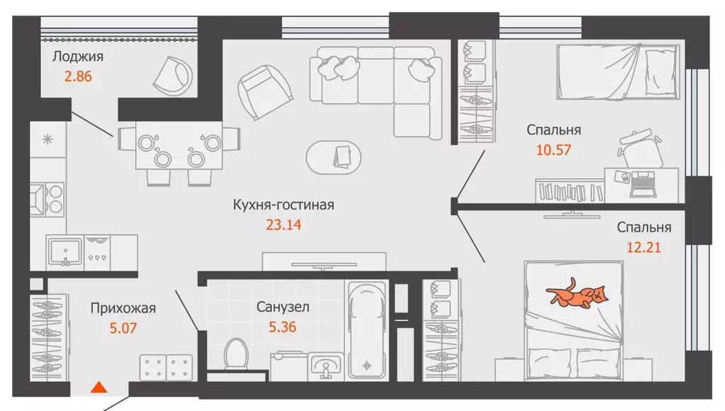2-к кв. Пермский край, Пермь Заимка мкр, Камаполис жилой комплекс ... - Фото 2