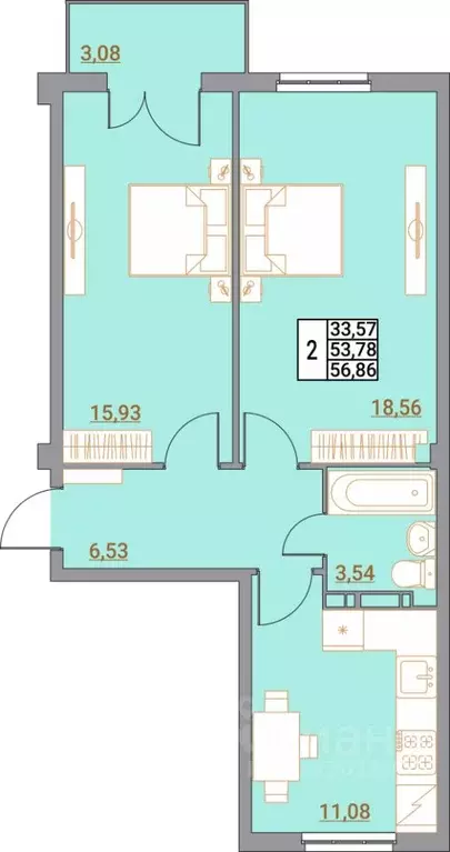 2-к кв. Волгоградская область, Волгоград Удмуртская ул., 75 (58.72 м) - Фото 1