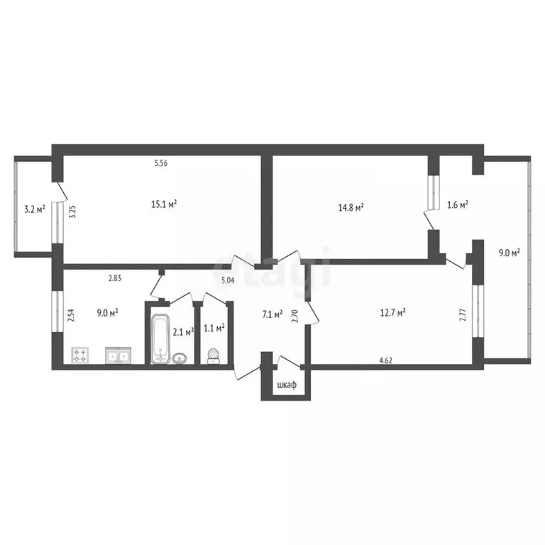 3-к кв. Крым, Евпатория ул. Некрасова, 92 (62.5 м) - Фото 2