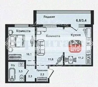2-к кв. Курганская область, Курган ул. Дзержинского, 15 (44.1 м) - Фото 2