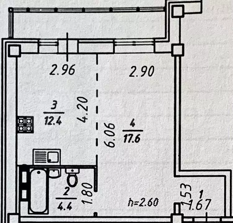 1-к. квартира, 43,2 м, 9/9 эт. - Фото 0