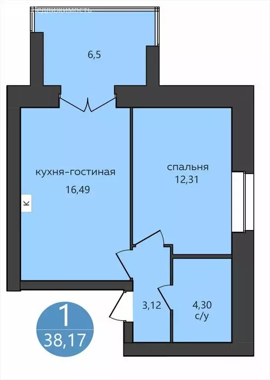 1-комнатная квартира: Ярославль, Клубная улица, 18 (38.17 м) - Фото 1