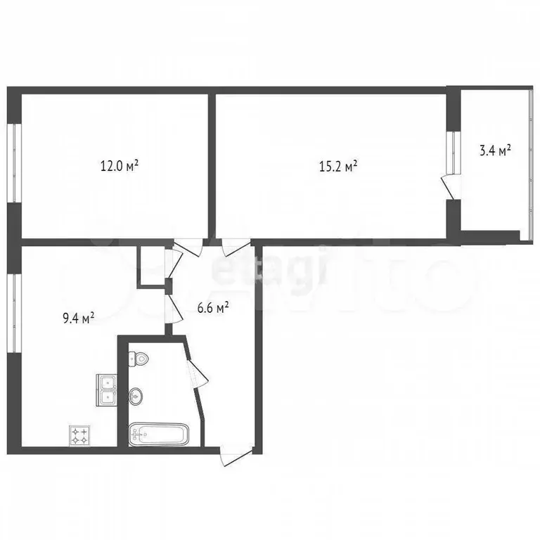 2-к. квартира, 47 м, 2/9 эт. - Фото 0