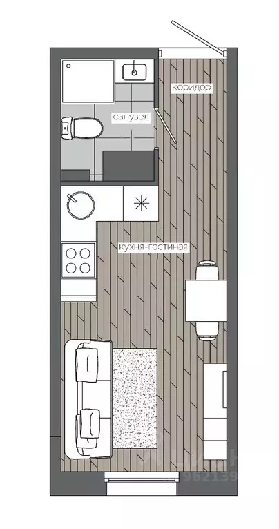 1-к кв. Ханты-Мансийский АО, Сургут 30А мкр,  (19.29 м) - Фото 0