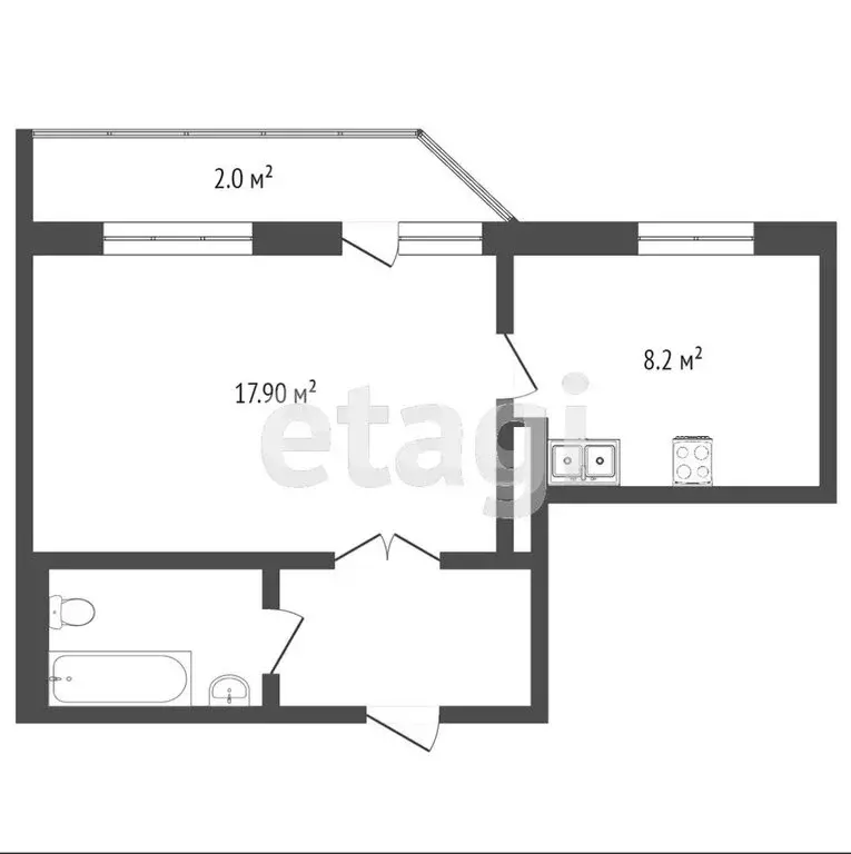 Квартира-студия: Симферополь, Старозенитная улица, 5 (39.9 м) - Фото 1