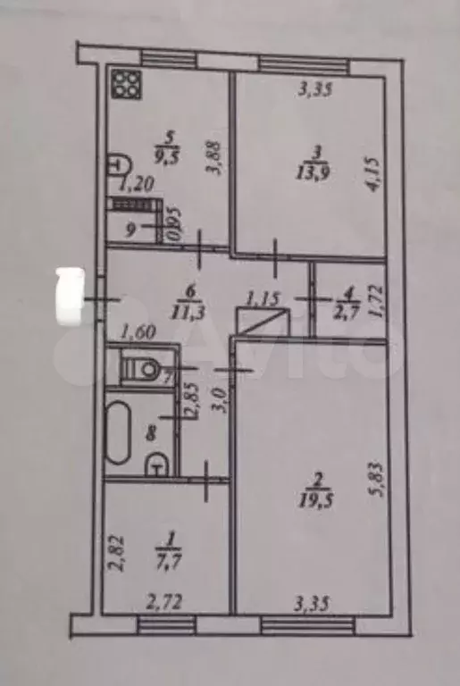 3-к. квартира, 69,2 м, 1/3 эт. - Фото 0