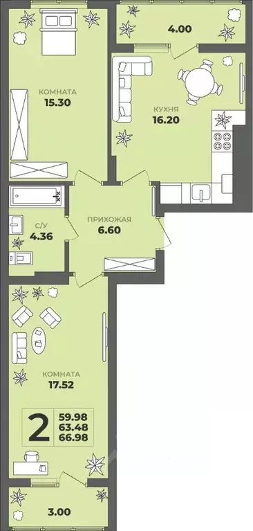 2-к кв. Калининградская область, Калининград ул. Генерала Толстикова, ... - Фото 1