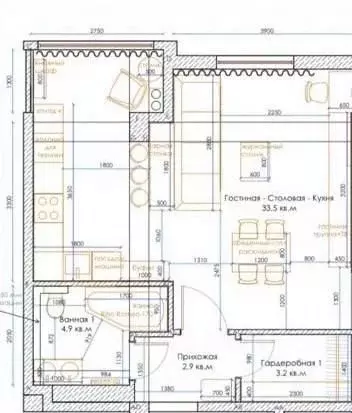 Студия Краснодарский край, Сочи ул. Гастелло, 28к1 (40.6 м) - Фото 1