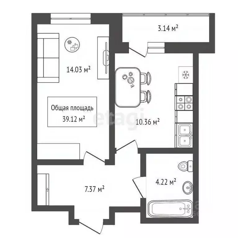 1-к кв. Новосибирская область, Новосибирск Игарская ул., 33 (39.12 м) - Фото 0