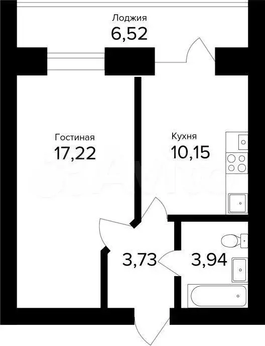 1-к. квартира, 41,5 м, 4/5 эт. - Фото 0