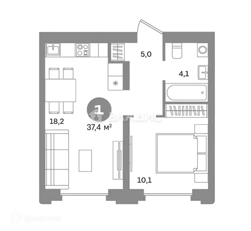 Продаётся 1-к квартира, 37.4 м - Фото 0