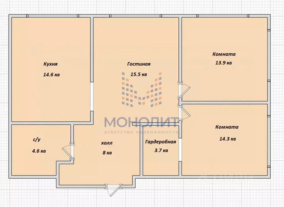 3-к кв. Москва Озерная ул., 1к2/6 (76.0 м) - Фото 2
