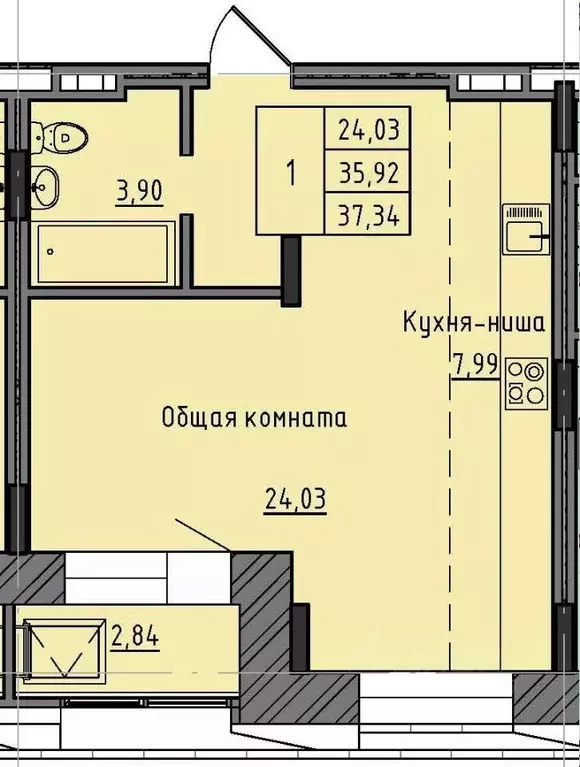 1-к кв. Саха (Якутия), Якутск 37-й кв-л,  (37.34 м) - Фото 0