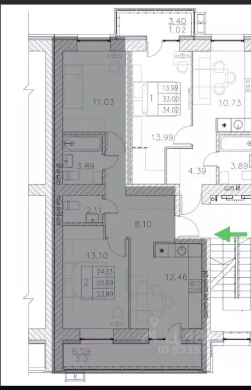 2-к кв. Татарстан, Казань ул. Фикрята Табеева, 5 (54.0 м) - Фото 2