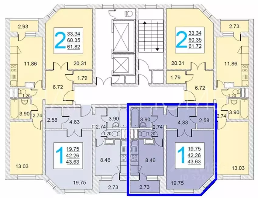1-к кв. Калужская область, Обнинск ул. Поленова, 2 (42.3 м) - Фото 2