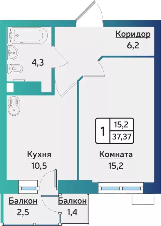 1-к кв. Удмуртия, Ижевск ул. 40 лет Победы, 123 (37.4 м) - Фото 0