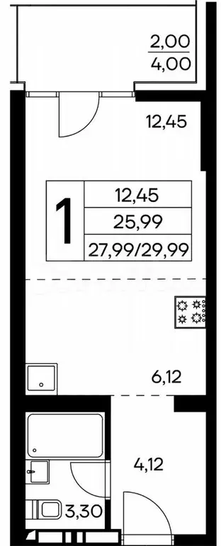 1-к. квартира, 30 м, 14/17 эт. - Фото 0