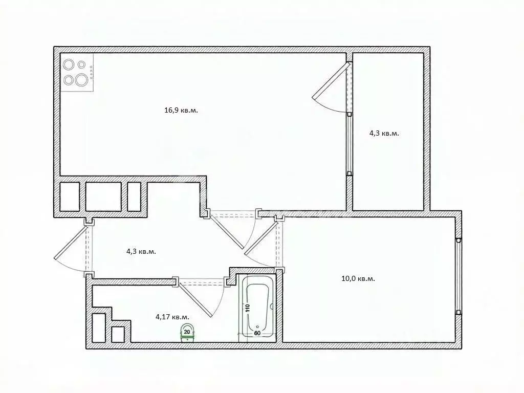 2-к кв. Санкт-Петербург ул. Верхне-Каменская, 9к1 (35.0 м) - Фото 2