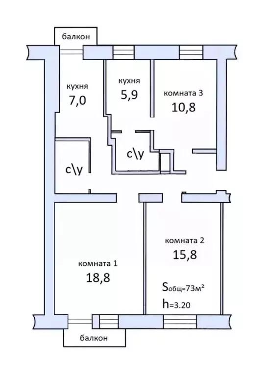 3-к кв. Московская область, Люберцы Красноармейская ул., 8 (75.0 м) - Фото 2