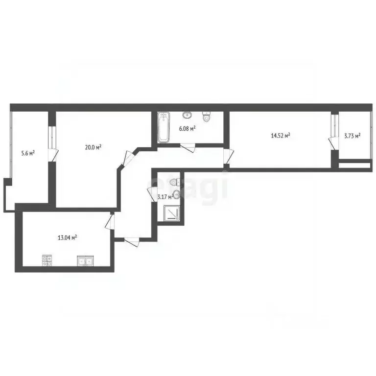 2-к кв. Самарская область, Самара ул. Степана Разина, 174 (77.4 м) - Фото 2