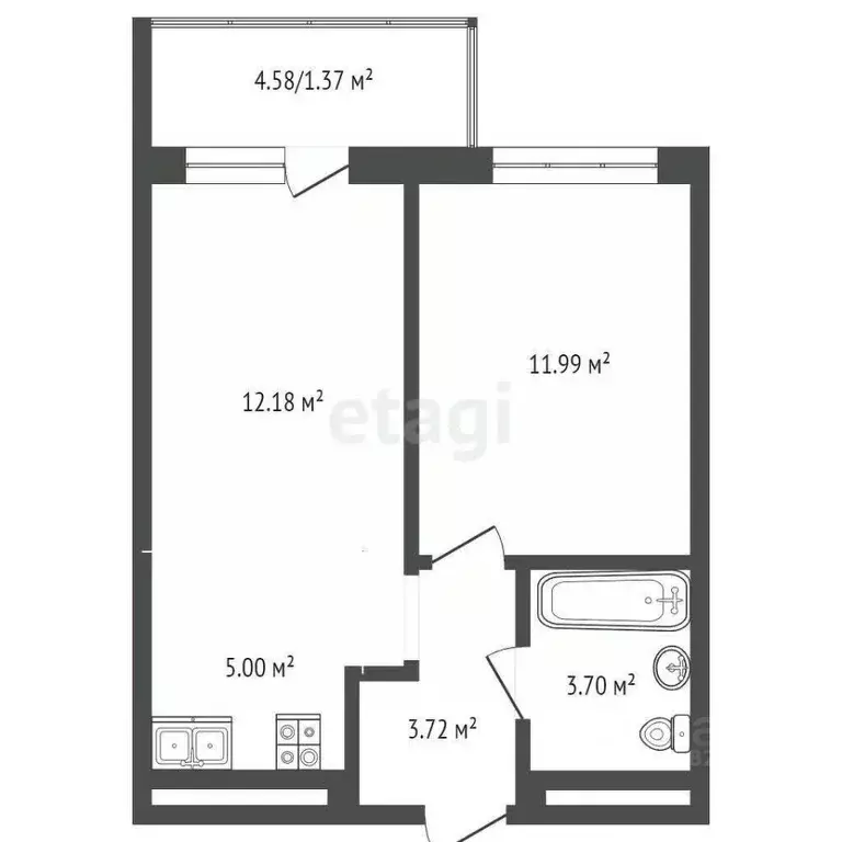 1-к кв. Удмуртия, Ижевск Молодежная ул., 107В (42.0 м) - Фото 1