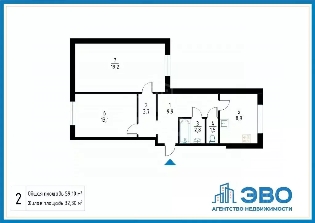 2-к кв. Санкт-Петербург просп. Королева, 71к1 (59.1 м) - Фото 1