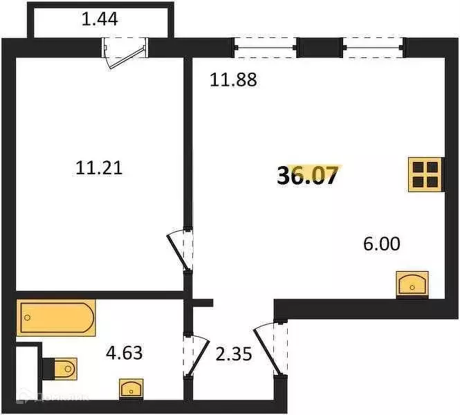 Продаётся 1-к квартира, 36.07 м - Фото 0