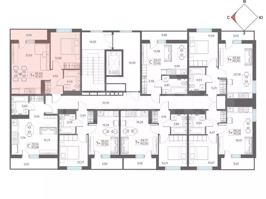 2-к. квартира, 47,4 м, 3/8 эт. - Фото 1