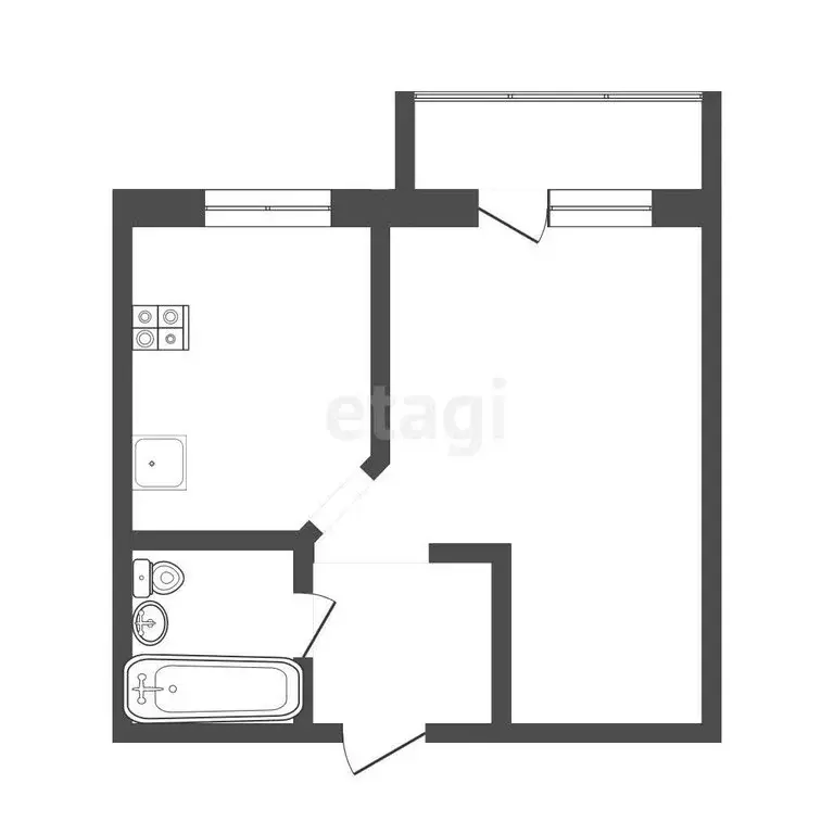 1-комнатная квартира: Улан-Удэ, улица Крылова, 4Г (41.7 м) - Фото 1