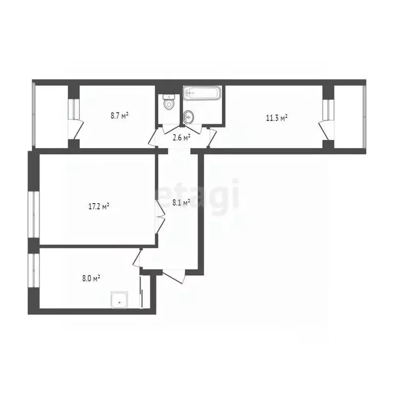3-к кв. Красноярский край, Красноярск ул. Мечникова, 10 (60.0 м) - Фото 1