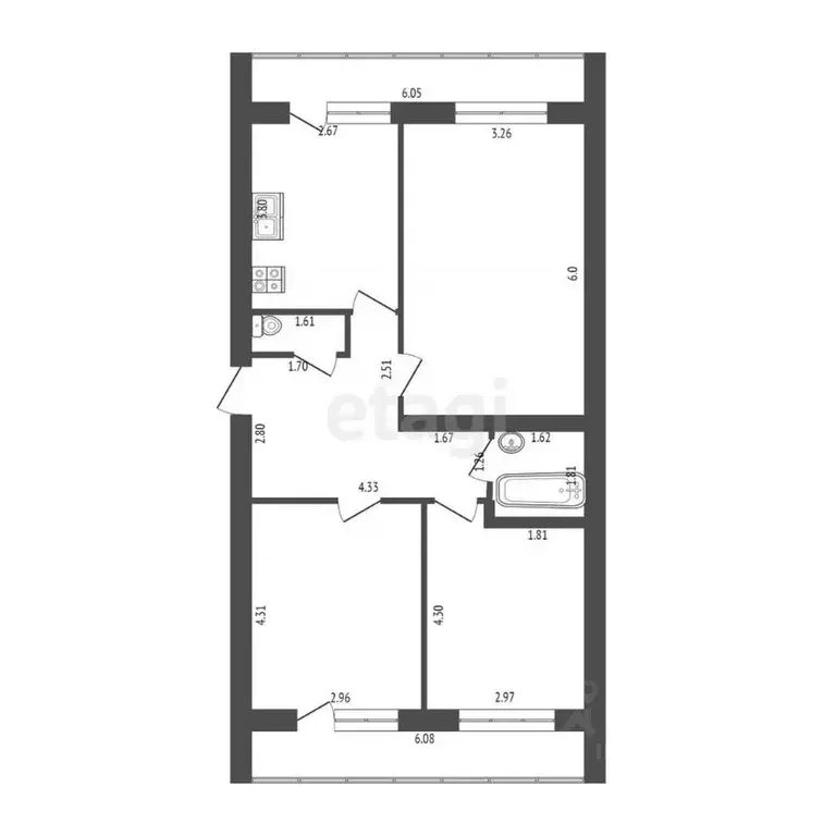 3-к кв. Марий Эл, Медведево городское поселение, Медведево пгт ул. ... - Фото 2