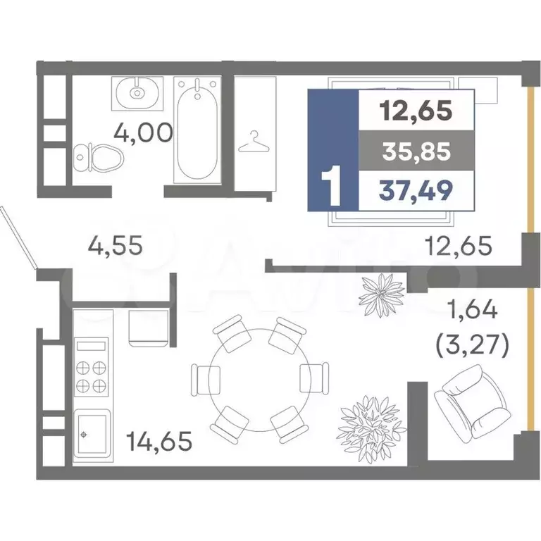 Аукцион: 1-к. квартира, 37,5 м, 3/16 эт. - Фото 0