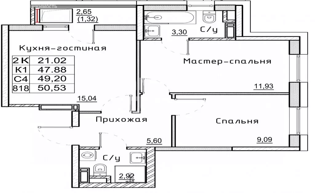 2-комнатная квартира: Ставрополь, улица Западный Обход, 50А (50.53 м) - Фото 0