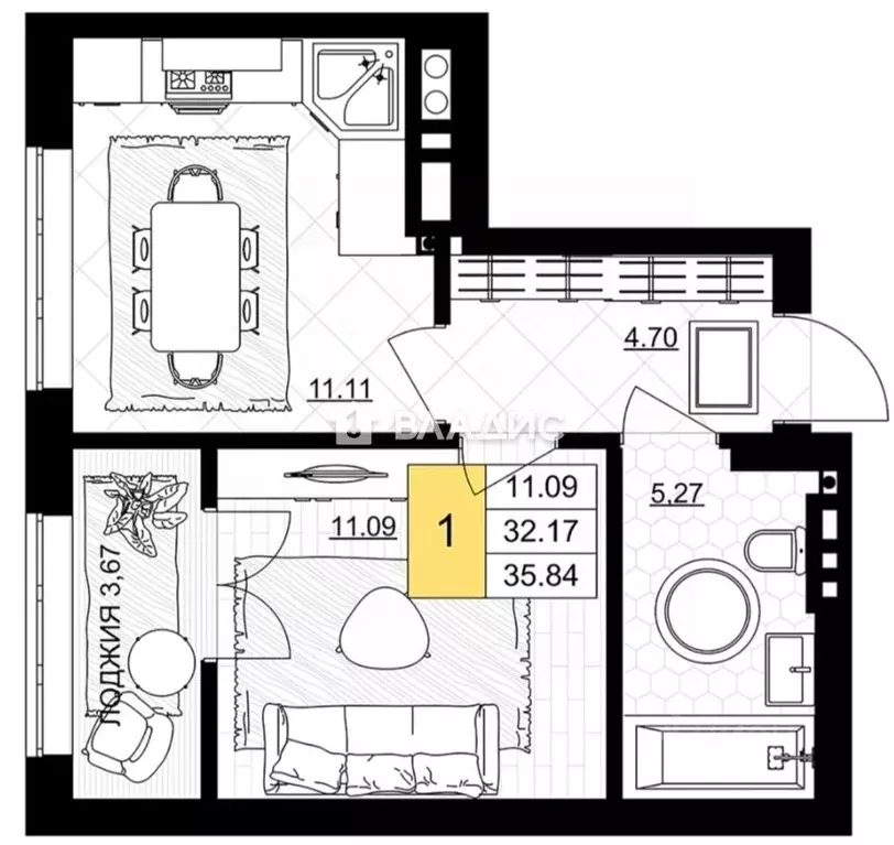 1-к кв. Калининградская область, Гурьевск ул. Героя России ... - Фото 2