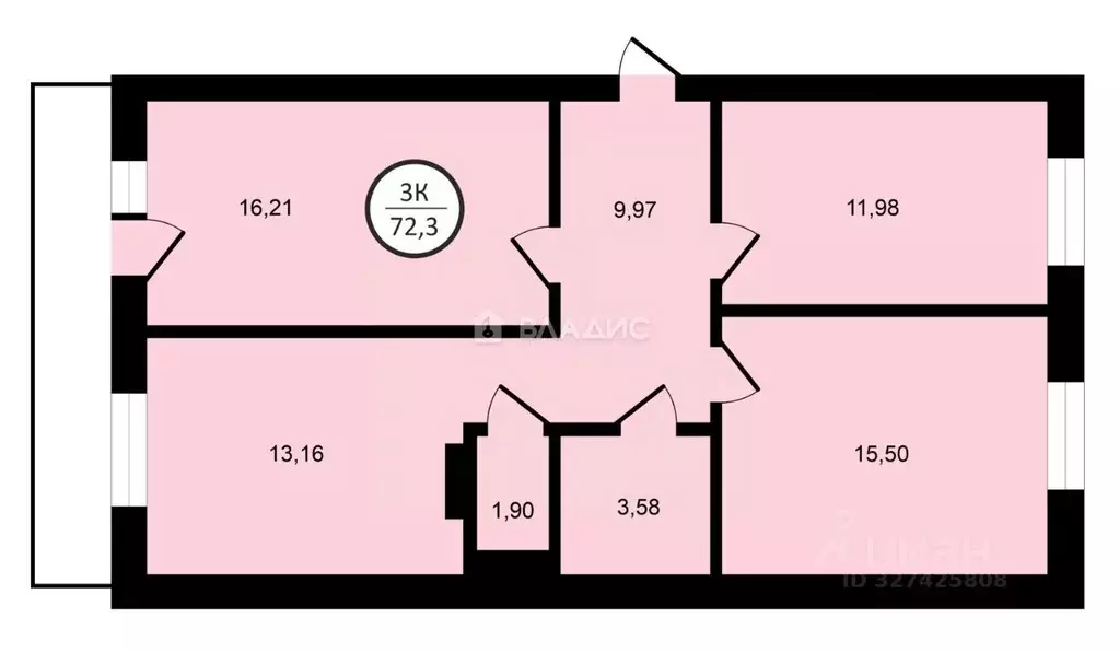 3-к кв. Бурятия, Улан-Удэ 47-й кв-л, ул. Конечная, 10к1 (72.3 м) - Фото 2
